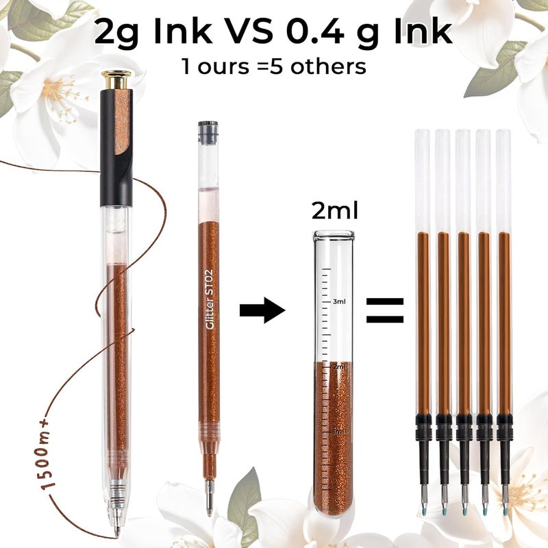 ZSCM Retractable Glitter Gel Pens,72 Colors Large Capacity Multicolor Glitter Metallic Gel Ink Pens, 1 mm Fine Point Smooth Writing Color Pens for Adult Coloring Book Note Taking Aesthetic Art Supplies - Image 3
